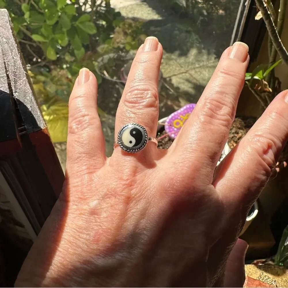 Yin And Yang Sterling Silver Ring, Boho Ring, Yoga Ring